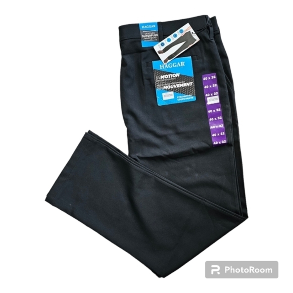 HAGGAR‎ Men Inmotion Performance Pant Straight Fit, Various Sizes, Charcoal, New